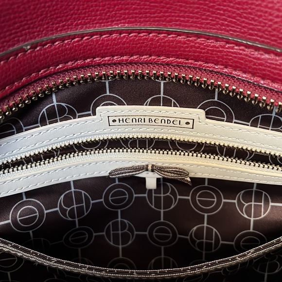 Henri Bendel, deep red satchel with crossbody strap